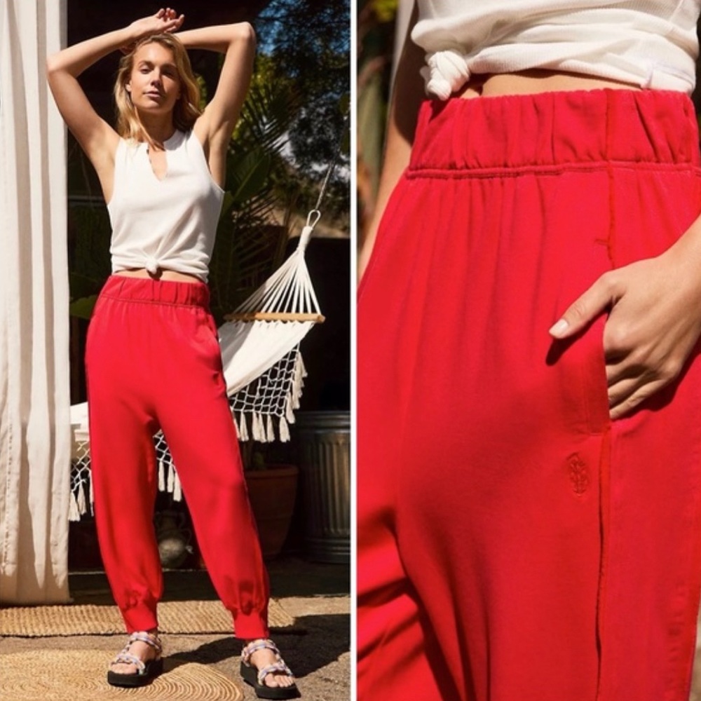 Free People Movement Red Victory active joggers